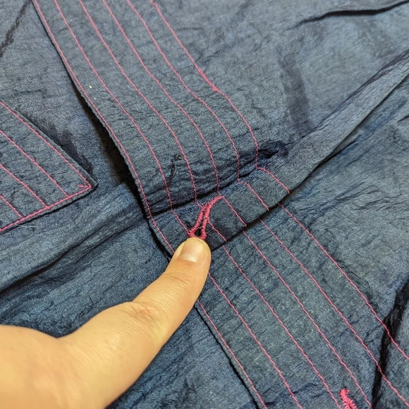 Vintage 80s Nuage Multicolour Navy Yellow Pink Wind Breaker Jacket Size 44 3XL - Picture 13 of 16